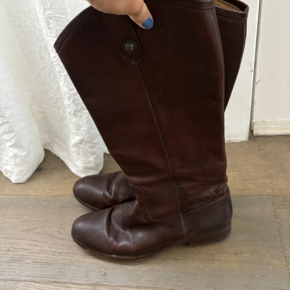 Frye 4001 Women’s Tall Riding Boots Brown Leather - Picture 3 of 4